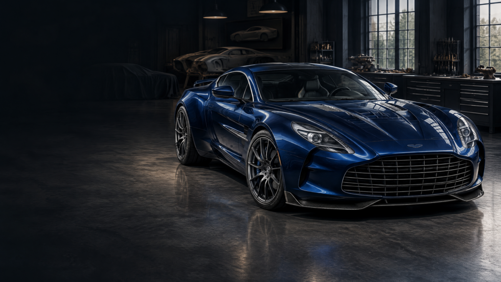 2012 Aston Martin One-77: original illustrative editorial artwork, not a photograph of an individual vehicle.