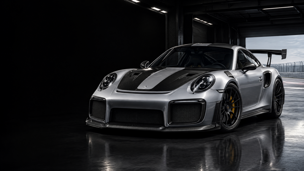 2019 Porsche 911 GT2 RS: original illustrative editorial artwork, not a photograph of an individual vehicle.