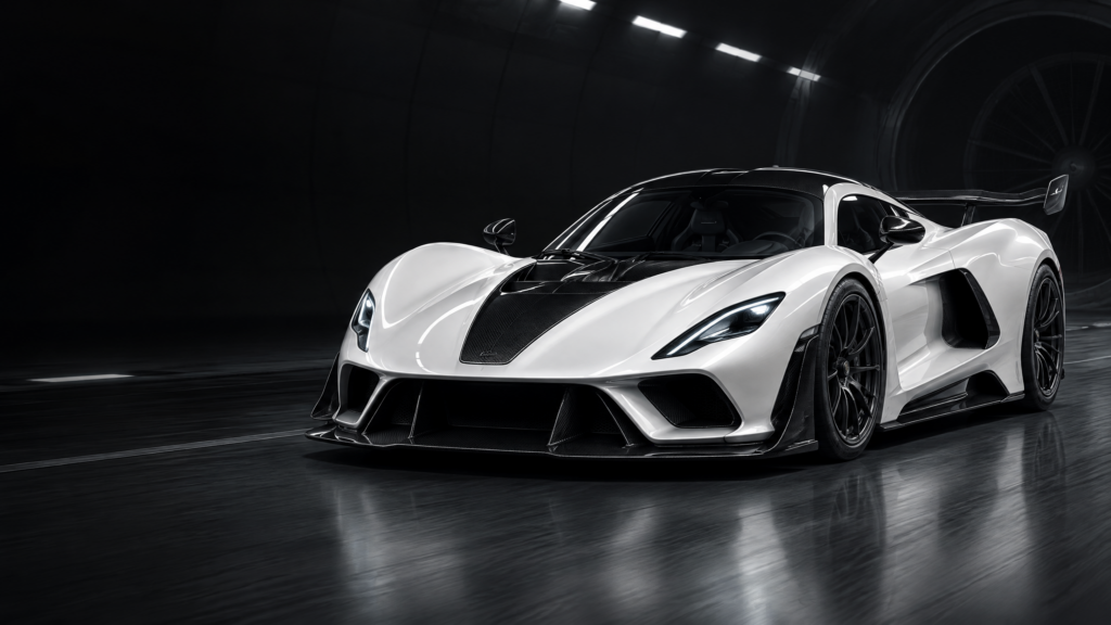 2024 Hennessey Venom F5: original illustrative editorial artwork, not a photograph of an individual vehicle.