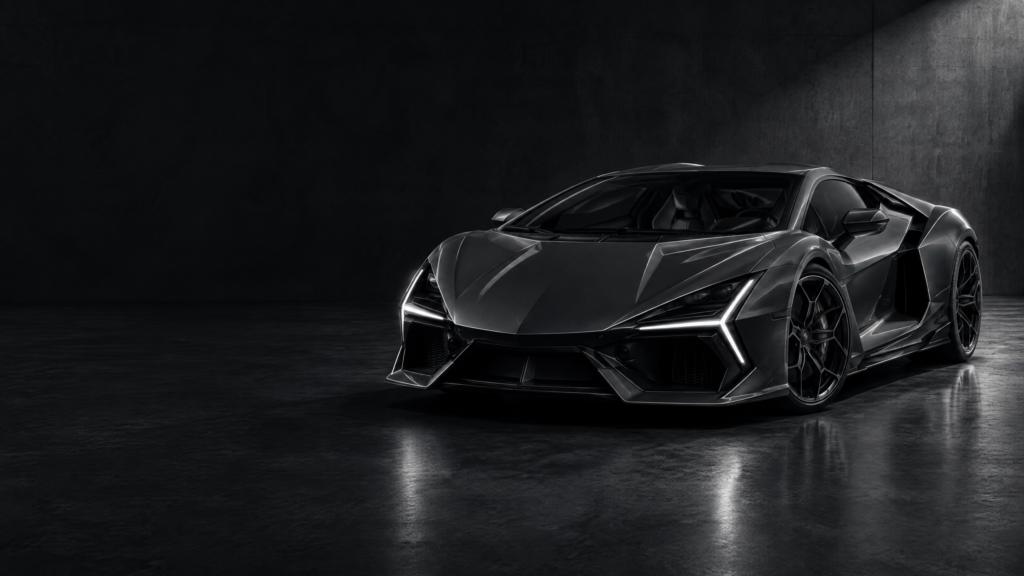 2024 Lamborghini Revuelto: original illustrative editorial artwork, not a photograph of an individual vehicle.