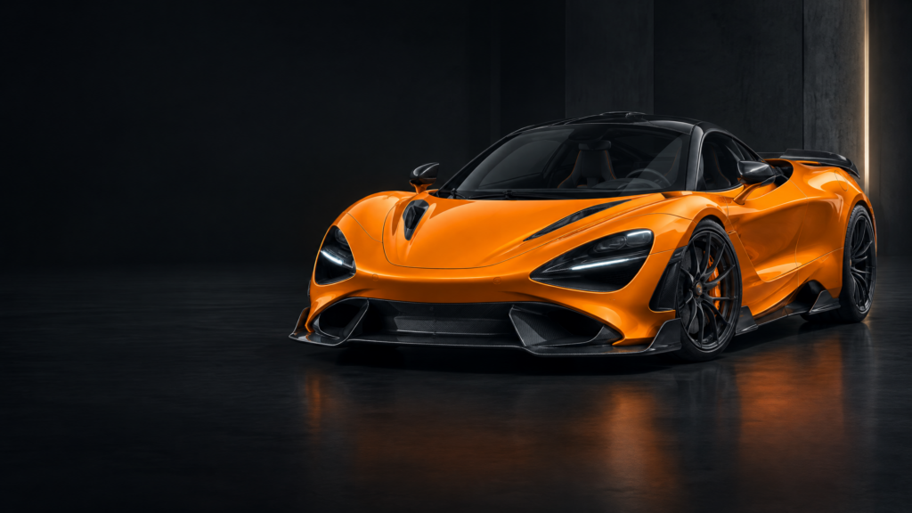 2024 McLaren 750S: original illustrative editorial artwork, not a photograph of an individual vehicle.