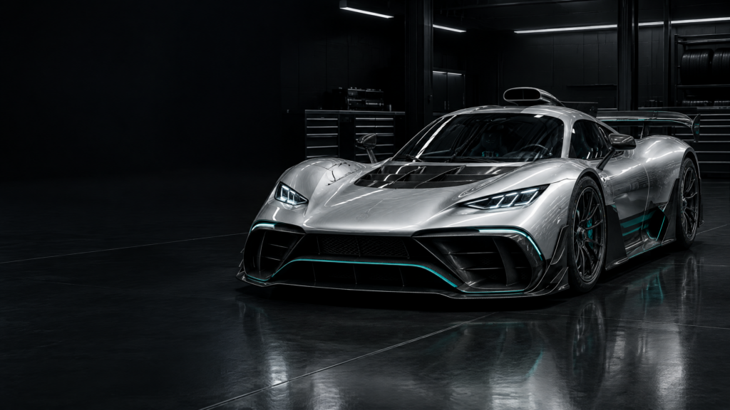 2024 Mercedes-AMG ONE: original illustrative editorial artwork, not a photograph of an individual vehicle.