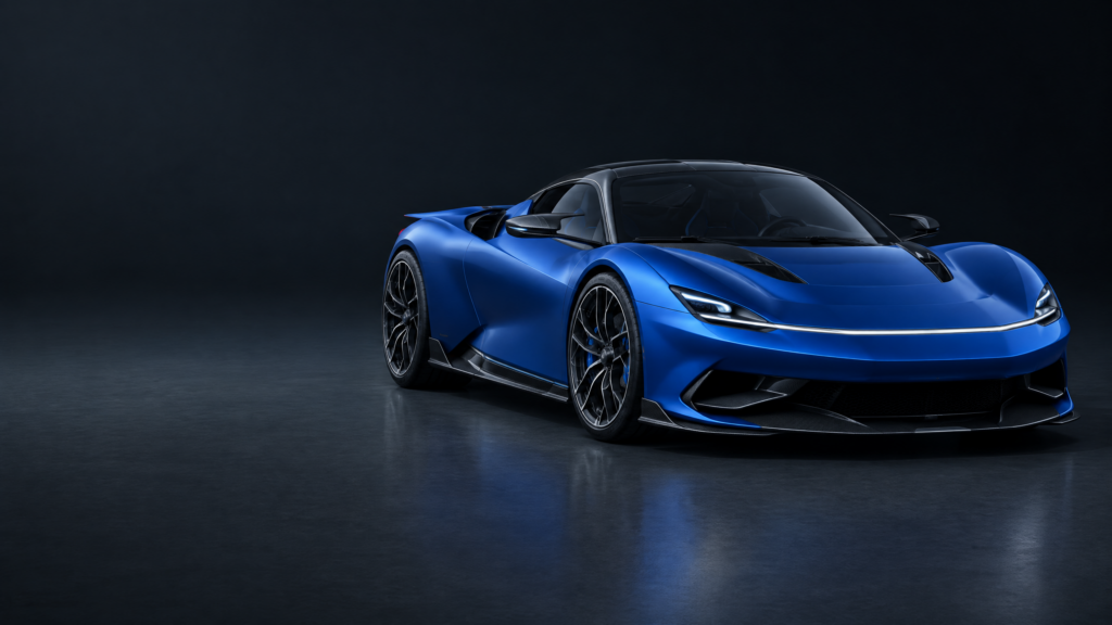 2024 Pininfarina Battista: original illustrative editorial artwork, not a photograph of an individual vehicle.