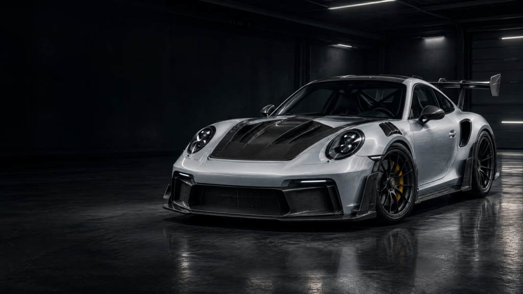 2024 Porsche 911 GT3 RS: original illustrative editorial artwork, not a photograph of an individual vehicle.