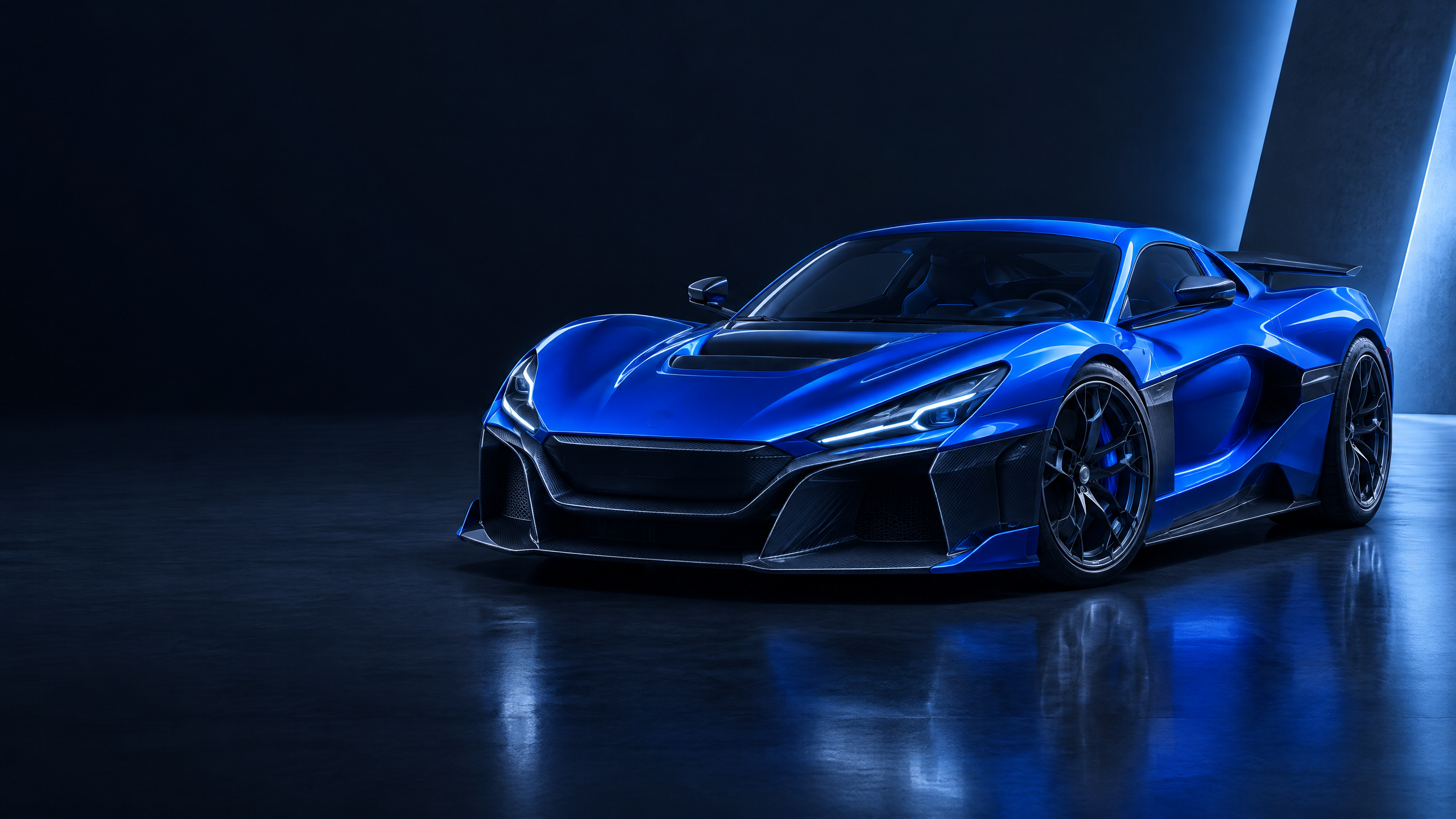2024 Rimac Nevera: original illustrative editorial artwork, not a photograph of an individual vehicle.